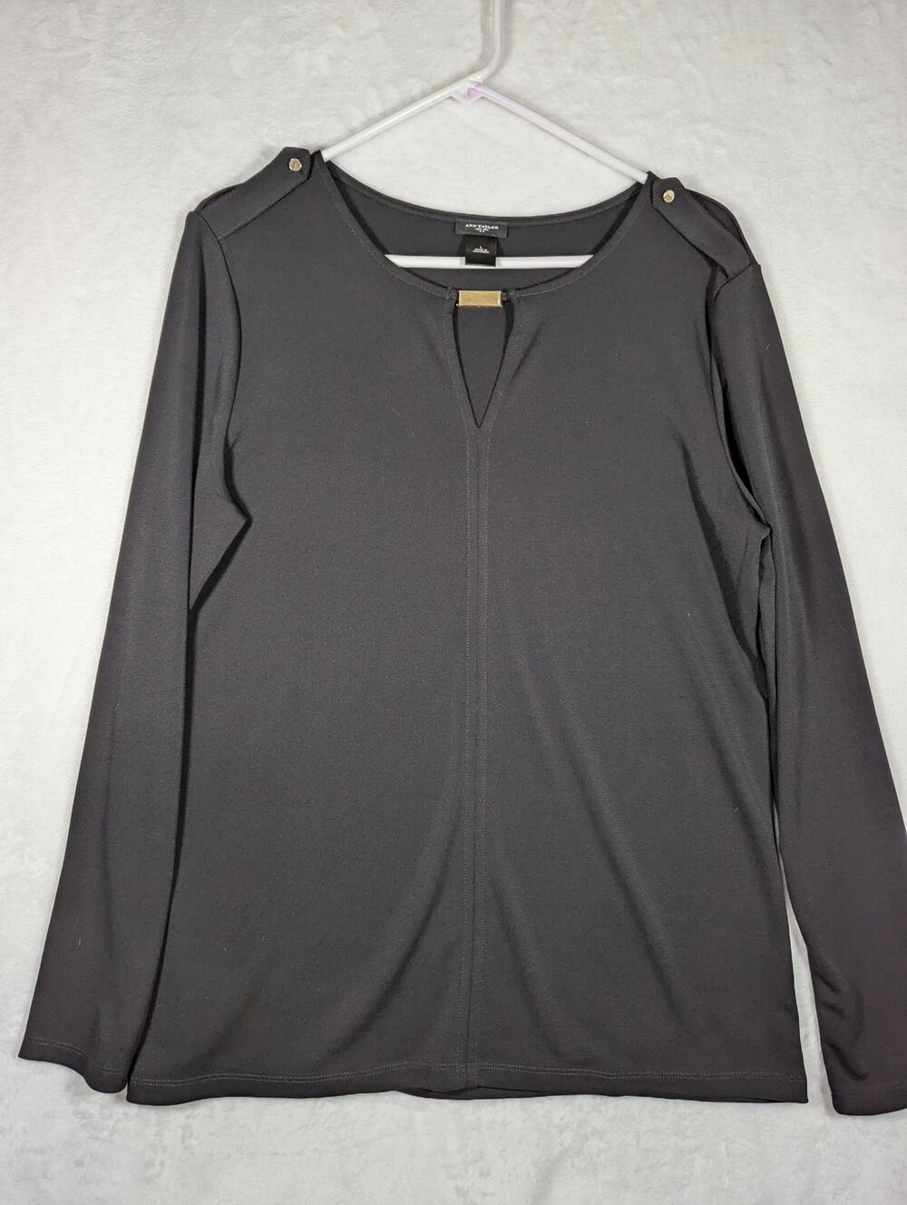 Ann Taylor black top gold color bar and epaulets Bust 39"Length 26"..4